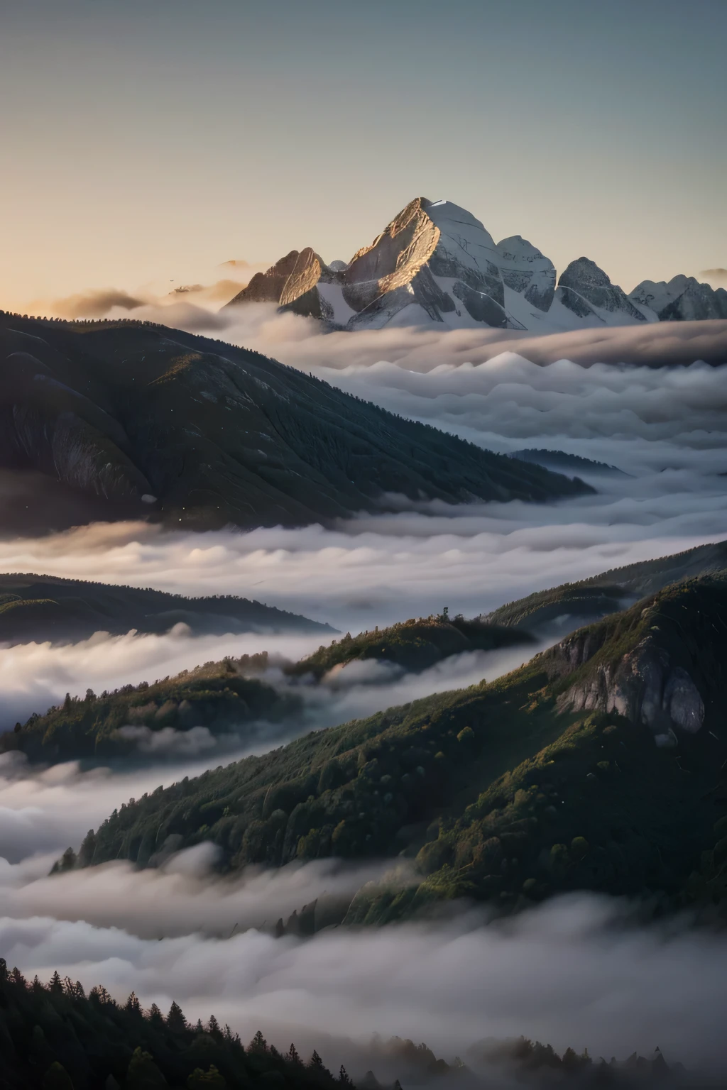 Fog coming in over mountains at sunrise, in the style of utopian landscapes, schlieren photography, highly detailed foliage, gray and blue --style BpJsIOYiA8sAkGbsnKfMBNNdOZHTUNy9uTmULkX-qUFOTLR7h-qUFOTLR7h --ar 16:9 --v 7.2