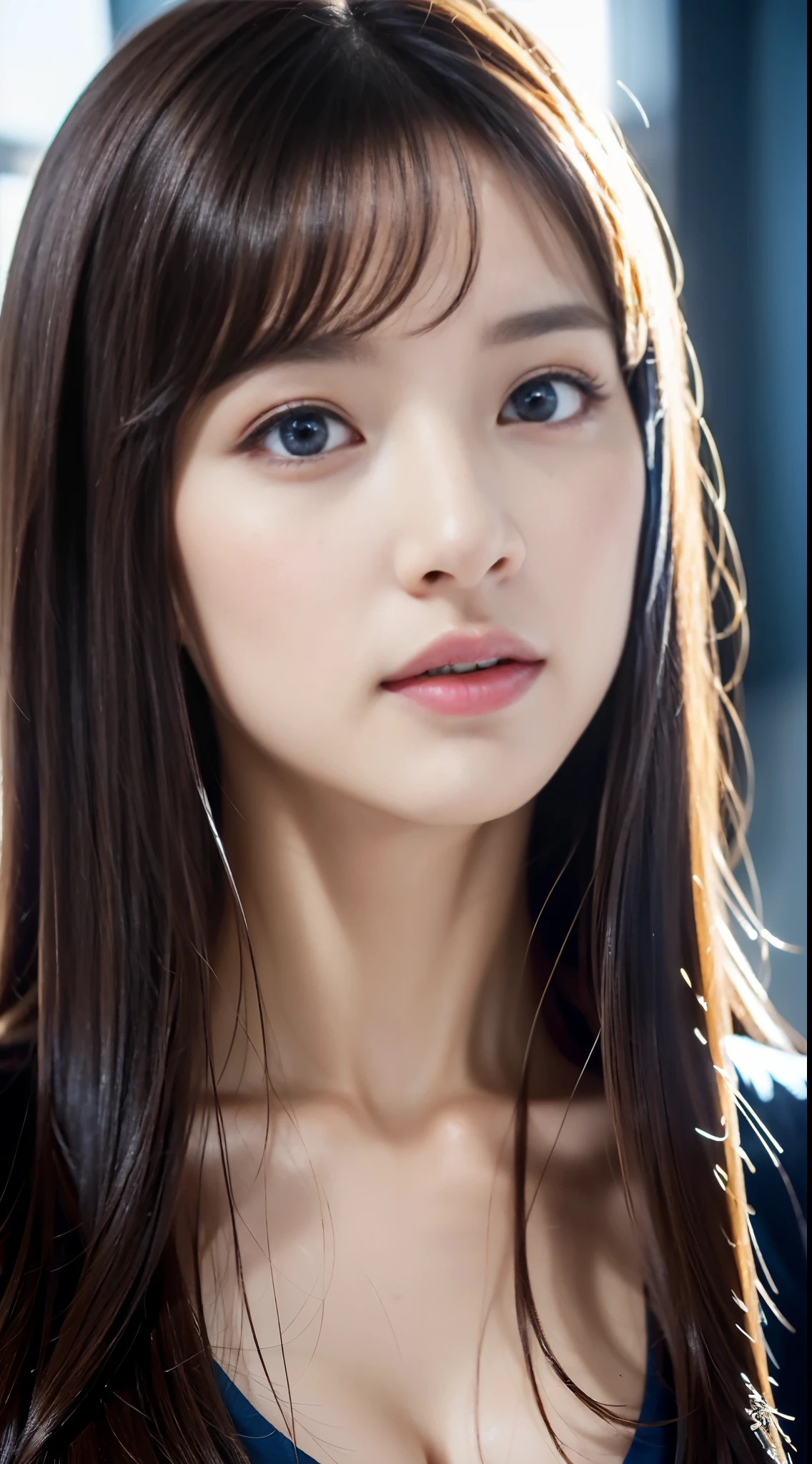 (32k,high detal,high-detail、masterpiece,Attention to detail,full body Esbian,独奏,Lori:1.6),Raw photo & realistic atmosphere,beautiful dark blue eyes,Detailed mouth,Glossy lips,Detailed eyebrows,Eyes drawn in detail with soft white skin that shines in every detail、azure eyes,Very beautiful eyes,Detailed lips、Very beautiful face,Very well-formed face、Lifelike face,shiny beautiful lips ,(Brown shiny hair:1.5),(A beautiful and cute girl ,Illuminate from the front:1.6),(well-shaped breasts,,Body with good style,:1.5),(Fashion influenced by K-pop female idols,Clothing based on K-pop fashion,Korean coordination,natural make up,Japan beautiful girl who likes K-pop,K-pop Dance Fashion,Show full-body fashion:1.8)