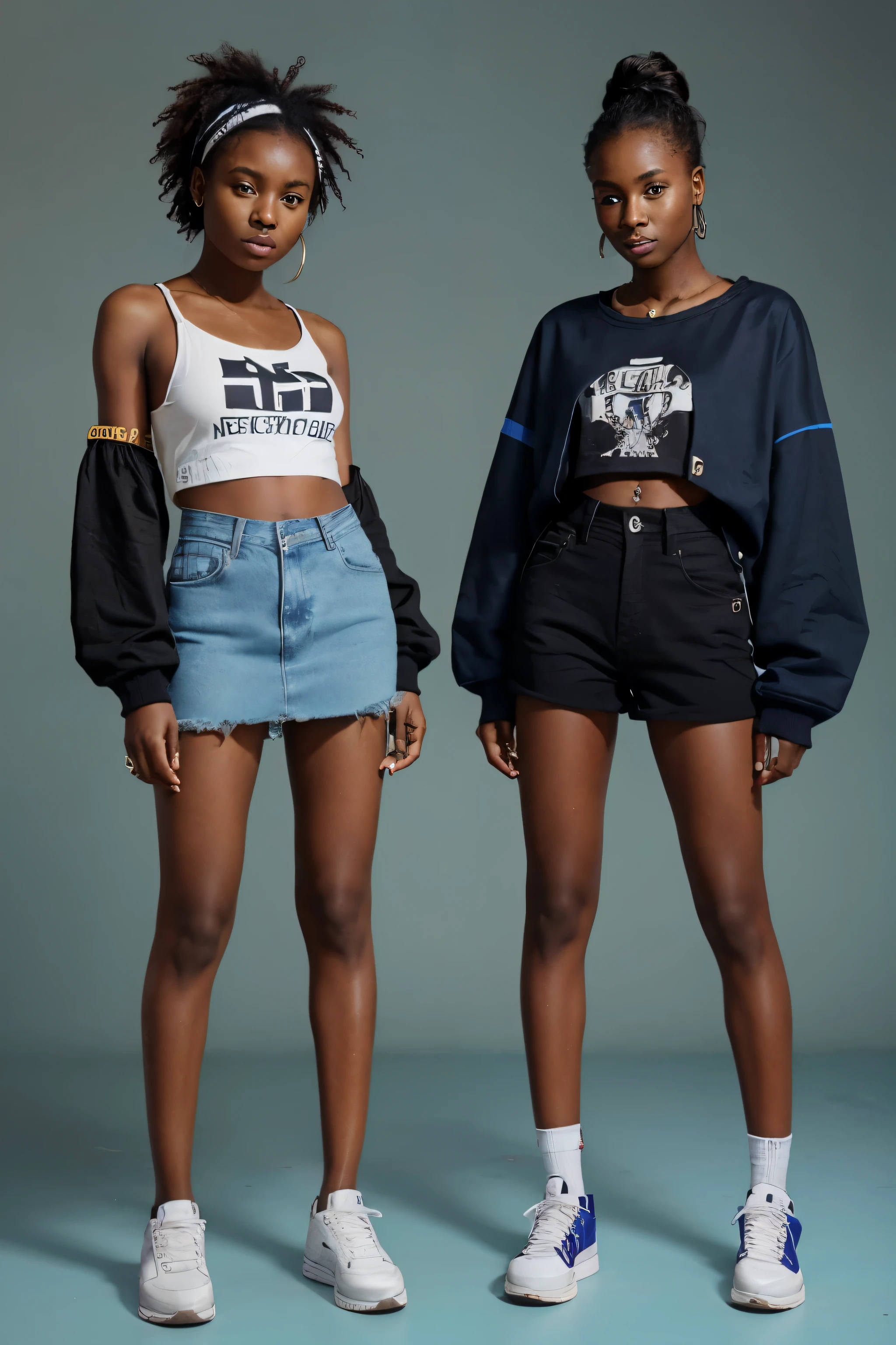 black young fashion enthusist from kenya using an app that helps find and buy fashion items online, the system is in their phone, they are happy and excited to have the app. they are in a blue colored-background. They are wearing streetwear aesthetic clothes