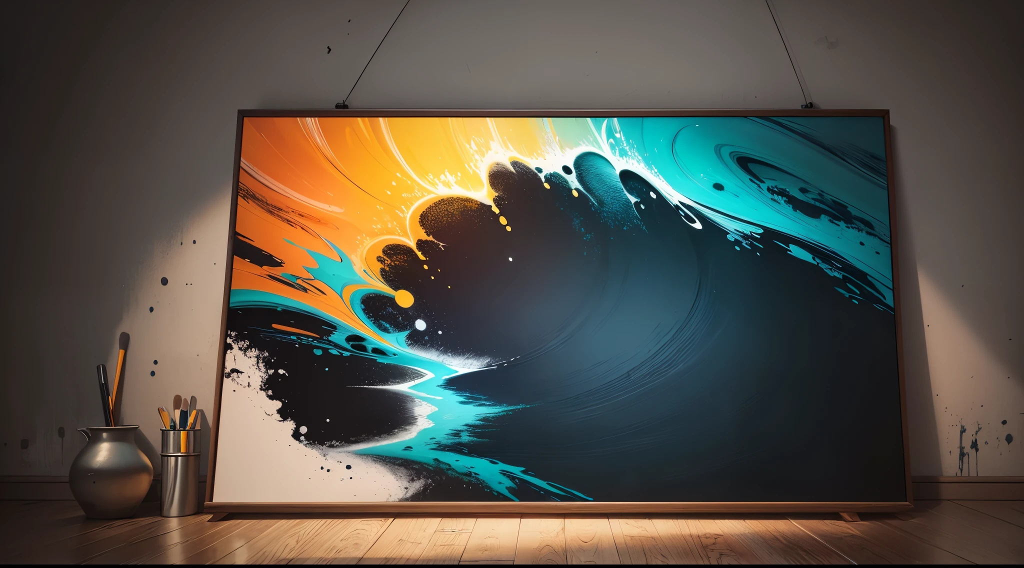 water,colorful,neon,watery,high resolution, high quality,neon colors, dark grey background, black grey grdient, painting art, painting, cadre