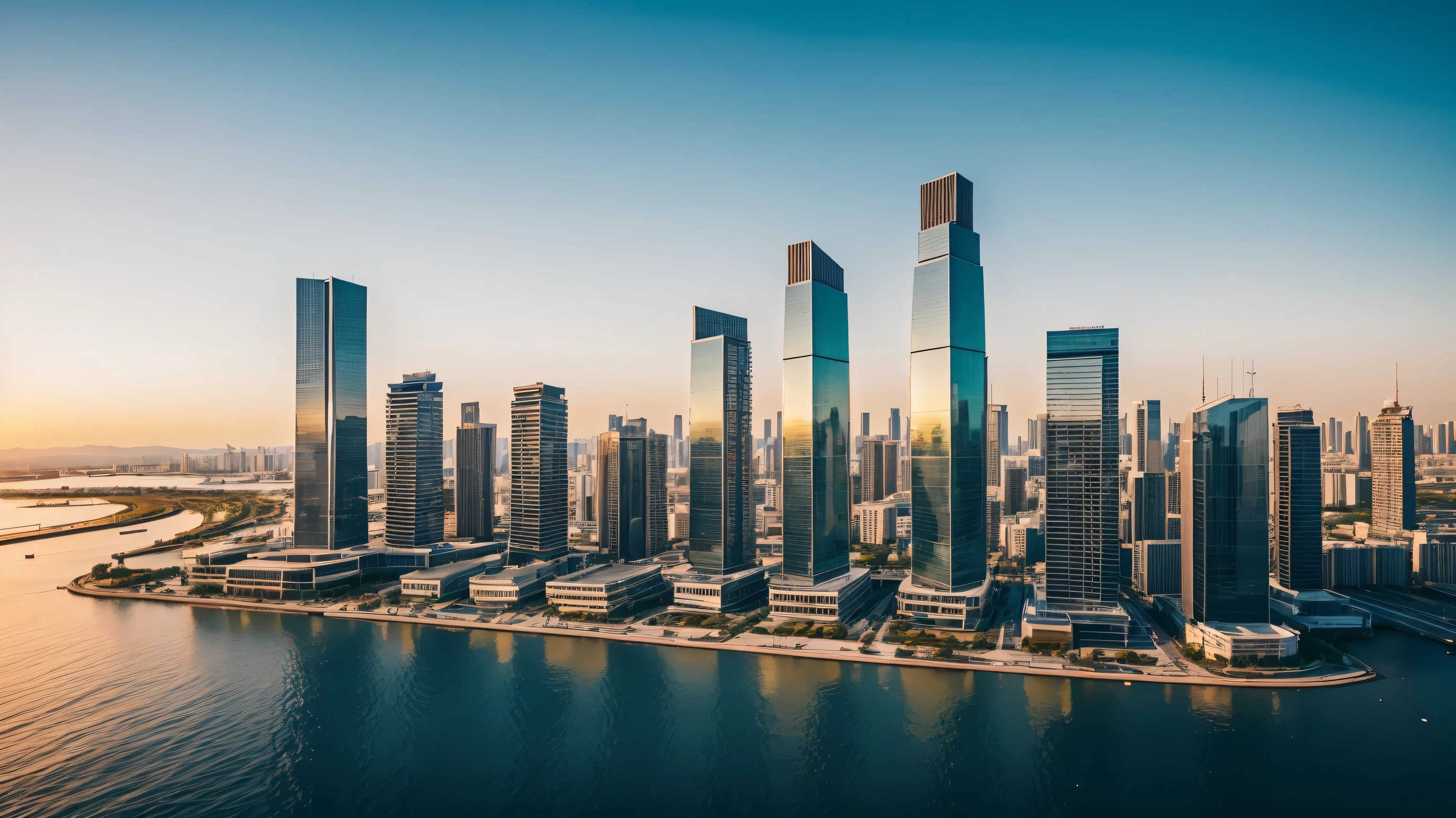 Futuristic African styled cityscape. Perfect cinematic lighting, perfect reflections, perfect textures, rule of thirds composition, epic color gradients, high contrast, perfect shadows, perfect lighting