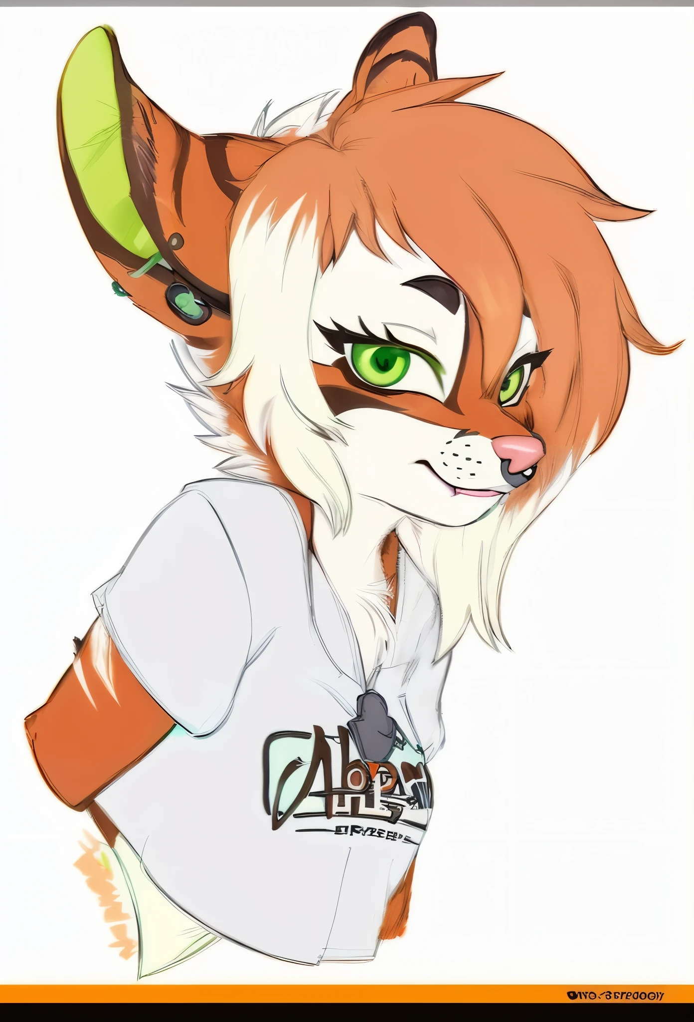 a close up of a cartoon cat with a green eye, fursona!!!!, female fursona, fursona art, headshot of young female furry, an anthro fox, furry fursona, fursona wearing stylish clothes, fursona furry art commission, portrait of an anthro fox, fursona commission, female furry mini cute style, professional furry drawing