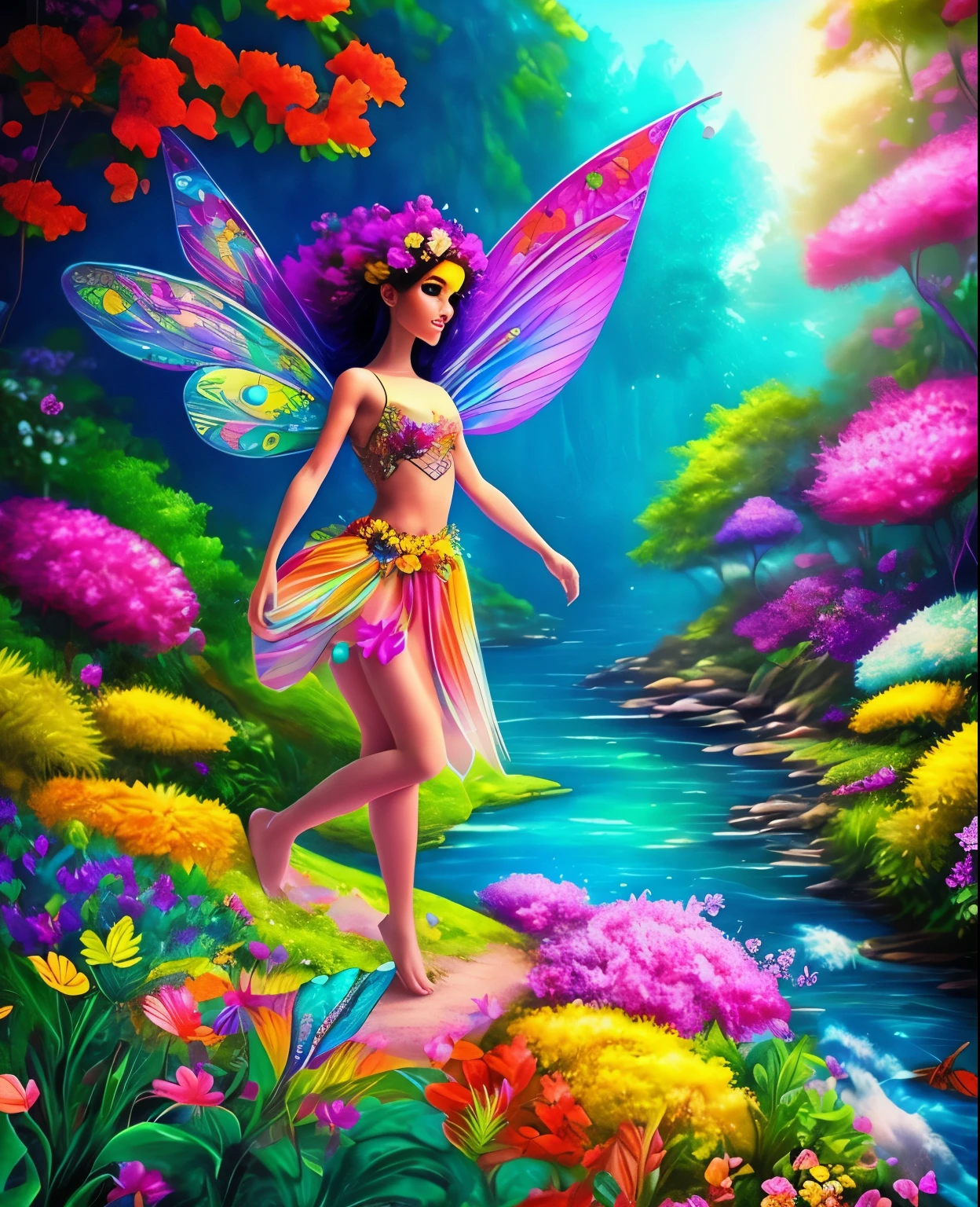 a fairy in colorful paradise.