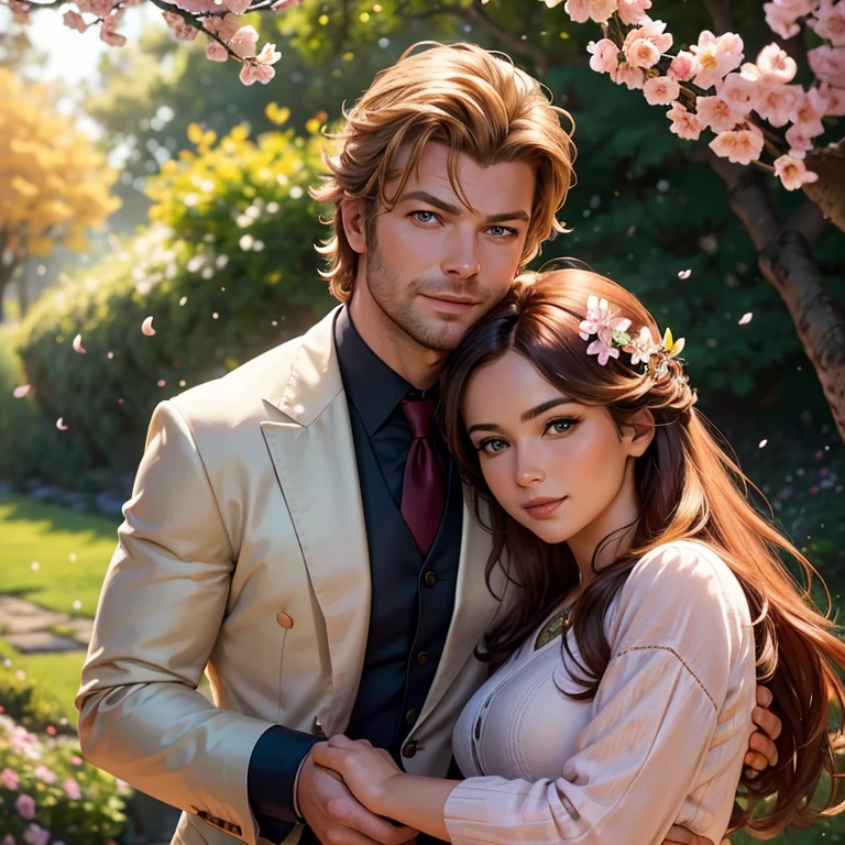 (best quality, vivid colors:1.2), Kivanç Tatlitug, hazel-eyed actor, handsome, with charming smile, in a vibrant garden, under the golden sunlight, wearing a stylish suit, leaning against a blooming cherry blossom tree, with gentle breeze blowing his hair, surrounded by colorful butterflies, exuding confidence and charisma. (photorealistic:1.37), (portrait, outdoors), (lush greenery, blossoming flowers), (warm and inviting color palette), (soft and natural lighting)