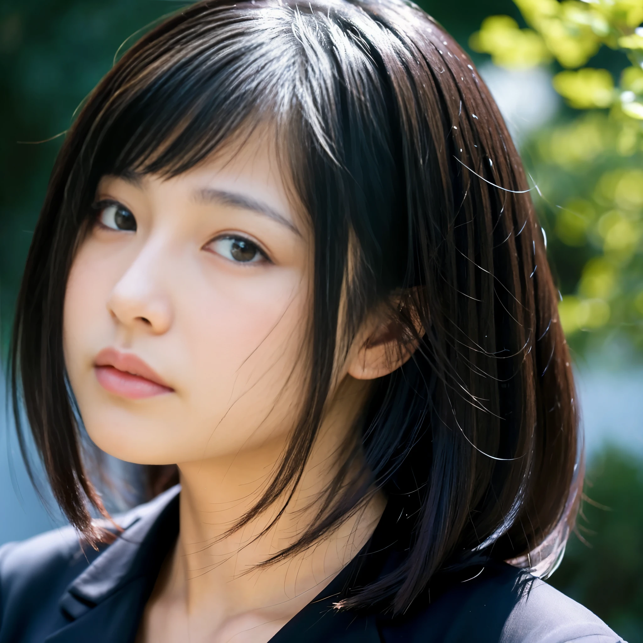 Kaori Inoue。18-year-old。Photo from the front of the face、Black background