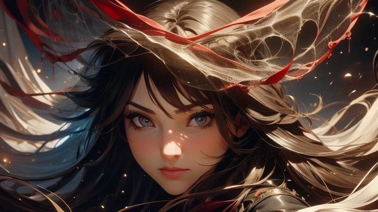 (best quality), (high detail), (1girl), (Close up), (detailed spiders web),A close up of a beautiful woman looking through a spiders web, (web 1:1), (spiders), (Black an White), (arachnid),HDR, 4K, 3D.