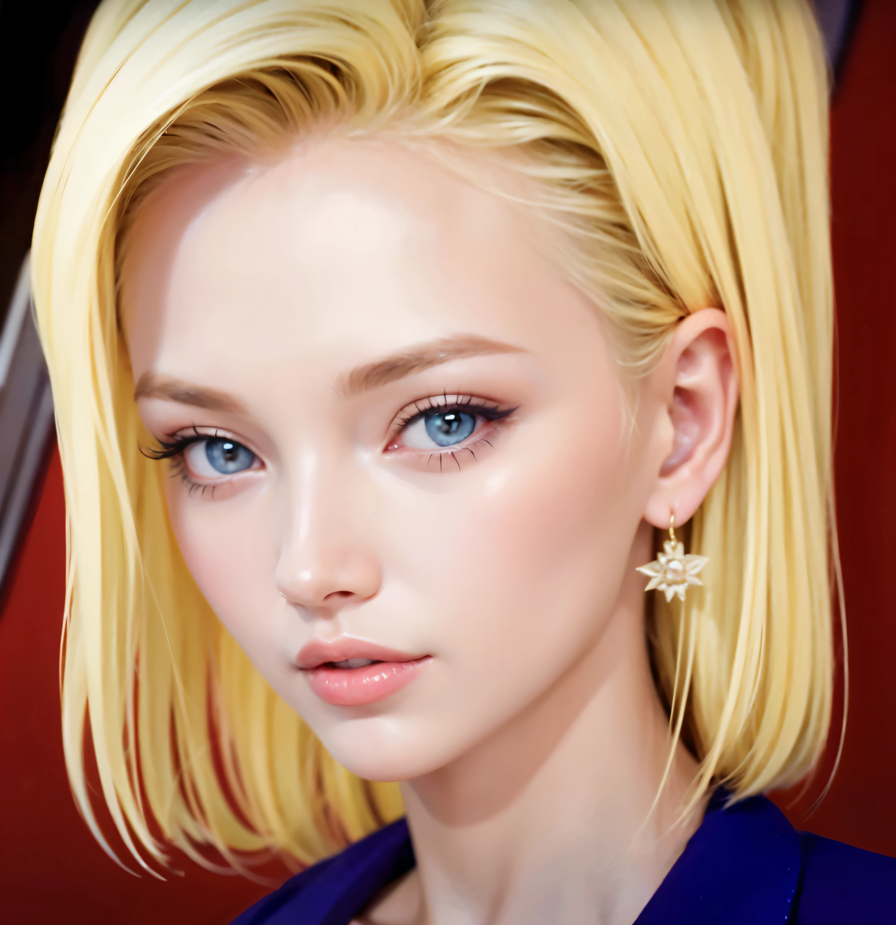femme blonde, yeux bleus, c18, Dragon Ball Z, Realistic 