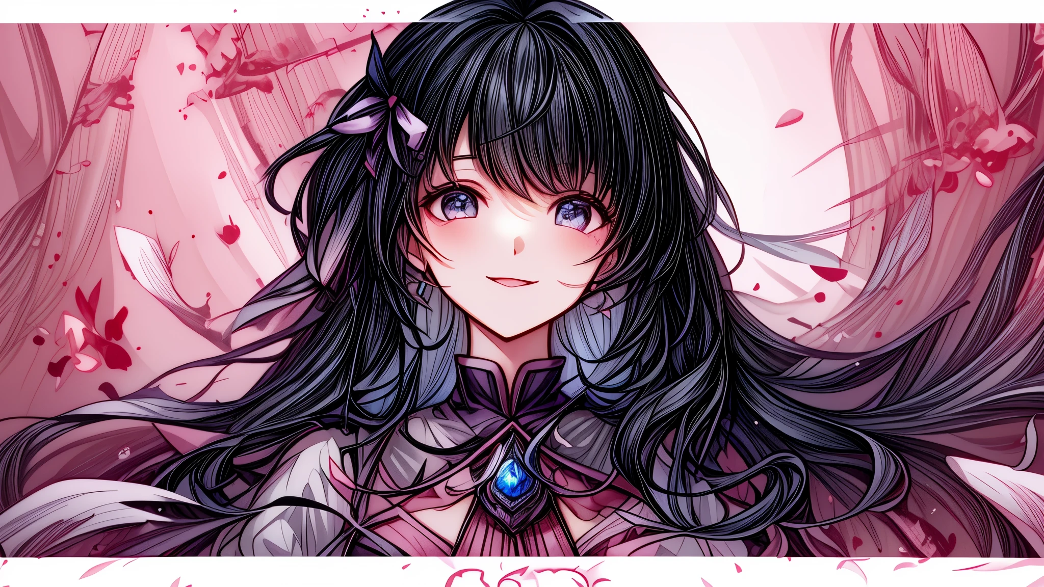 Chica anime con cabello rosado y ojos azules con un vestido azul., retrato, caballeros del zodiaco, girl, detailed arte animado digital, hermoso retrato animado, anime girl with cosmic hair, Cabello rosado y ojos cian., estilo anime 4k, arte animado digital, anime fantasy illustrations, anime fantasy illustration., retrato chica anime, anime in fantasy style, arte detallado del personaje de anime