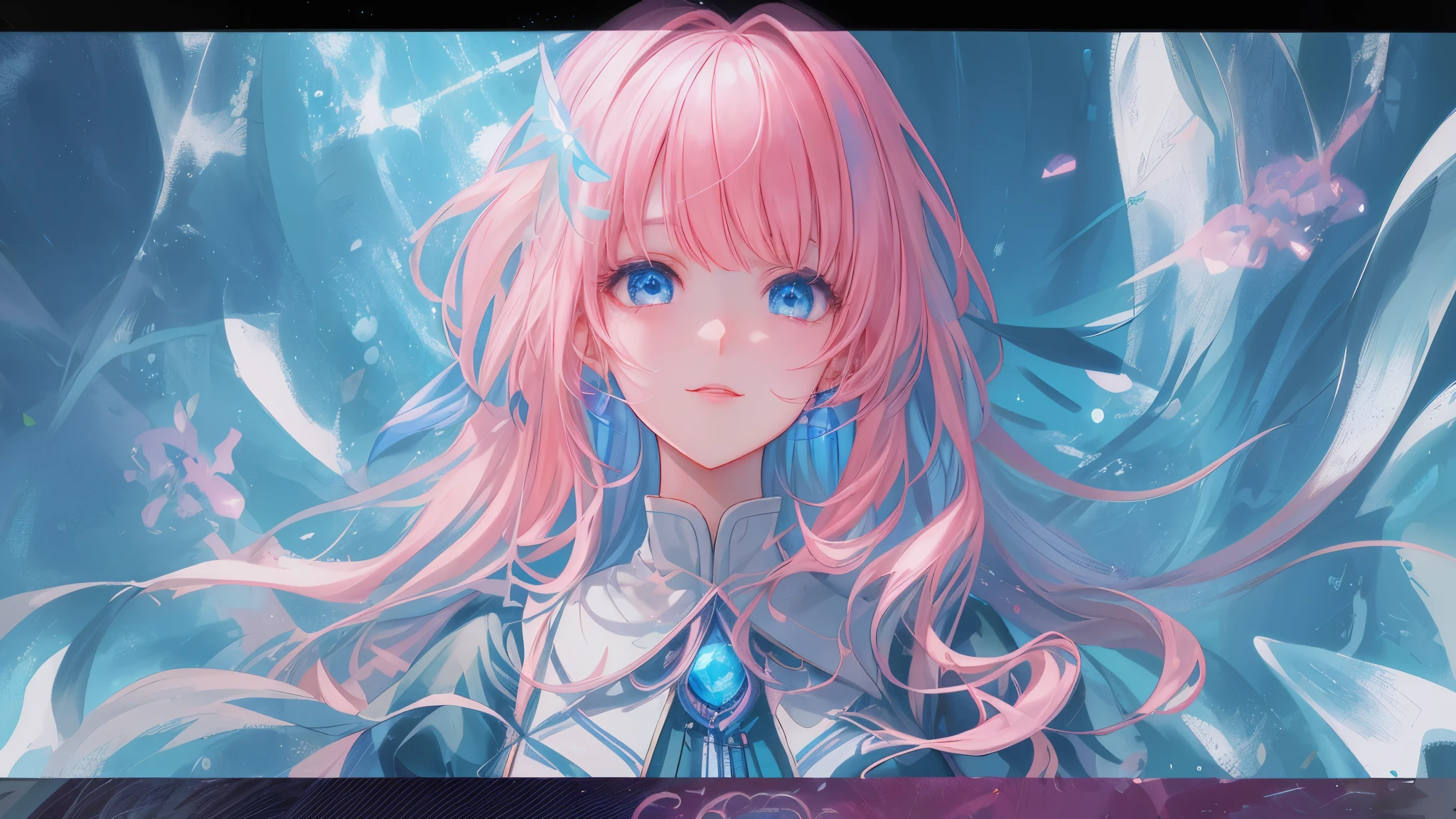 Chica anime con cabello rosado y ojos azules con un vestido azul., retrato, caballeros del zodiaco, little girl, detailed arte animado digital, estilo anime 4k, Cabello rosado y ojos cian., fondo de pantalla de arte anime 8 k, arte zerochan, hermoso retrato animado, anime girl with cosmic hair, Fondo de pantalla de arte anime 4K, Fondo de pantalla de arte anime 4k, arte animado digital