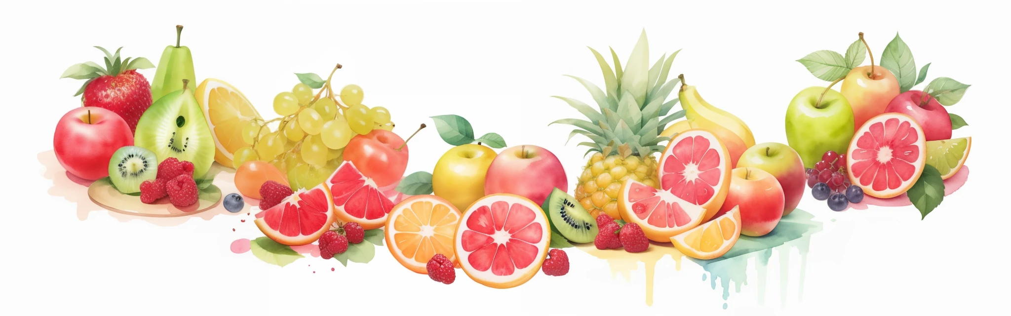 High definition watercolor fruits and details 