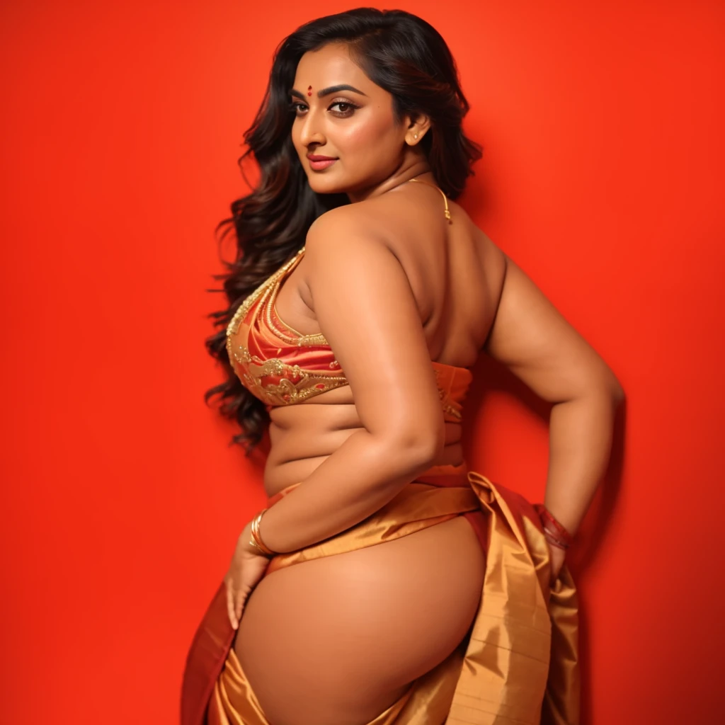 Foto RAW, photorealistic, photography, full body shot, master shot, goddess like beauty, perfect thick chubby mallu Desi aunty bhabhi, Wearing a Stanapatta, a chest-band.Saree model, model Photography, Indian saree shoot, Indian traditional wear advertising photography, traditional wear brand shoot, face of Indian actress Sonakshi Sinha, masterpiece, realistic, realism, incredible details, pleasure, photorealism, detailed skin, skin pores, high contrast, photorealistic Artstation 8k HD digital art trend of high definition and detailed realistic skin texture, ultra detail, realistic skin texture, armature, best quality, ultra high definition, (photorealistic:1.4),, high resolution, detail, raw photo, Re sharp, by Lee Jefferies Nikon D850 Film Stock Photo 4 Kodak Portra 400 Camera F1.6 Lens Rich Color Ultra Real Realistic Realistic Textures Dramatic Lighting Unreal Engine Trending at Art Station Cinestill 800,(pele altamente detalhada: 1.2), 8k UHD, DSLR, soft-lighting, alta qualidade, grain of film, Fujifilm XT3,she didn't like to wear blouse or bra, she happy to wear only saree, she hates blouse or bra,