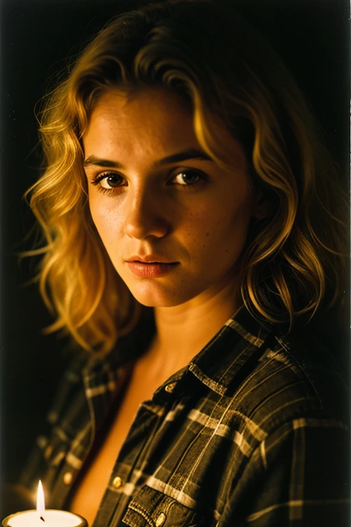 photograph of a woman, freckles on body, (troubled facial expression), textured skin, goosebumps, blonde messy hair, naked body with no clothes, large sized breasts, ((hairy hairy hairy hairy pussy)), hairy bush, pubic hair, cowboy shot, ((darkness)), candlelight dark and mysterious room with hidden wonders, perfect eyes, (candlelight,chiaroscuro), Porta 160 color, shot on ARRI ALEXA 65, bokeh, sharp focus on subject, shot by Don McCullin