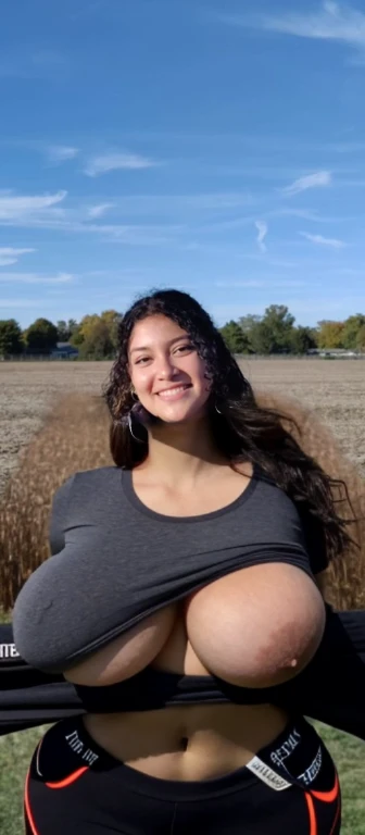 arafed woman n in a field with a blue sky, profile picture, profile pic, with a tree in the background, profile image, headshot profile picture, profile shot, with earth in the background, alanis guillen, 🍂 cute, with a park in the background, top half of body, full body shot close up, neck zoomed in, upper body close up, Big tits, huge tits, no clothes, sexy, cute, minimal clothes, thick, bbw, chubby stomach, thick nipples, nipple piercings, large areola, hard nipples, piercing through shirt, nipples hard through shirt, chubby stomach showing, tummy spilling over the side, muffin top, no pants, stomach too big for panties, super extra wide hips, huge hips, thick hips, standing 