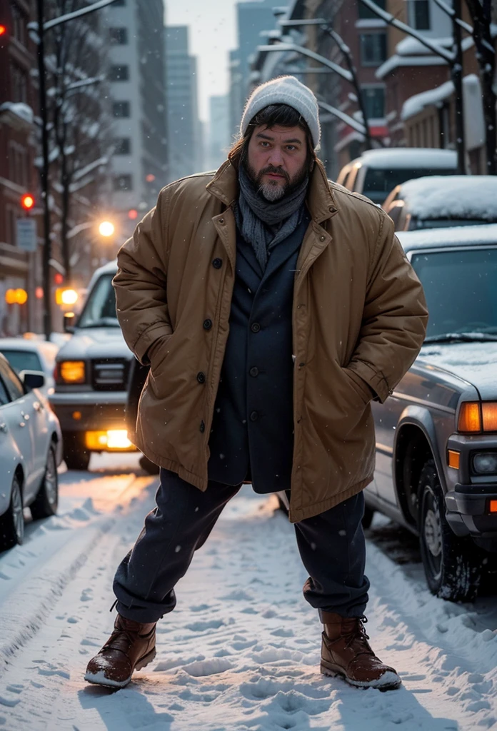 movie scene "idiot" (1981) directed by Karen Shakhnazarov. There is a scene in this movie, Where is the protagonist, Prigogine, walks along a snowy street during a snowfall, reverse , Vlozhkin's real style