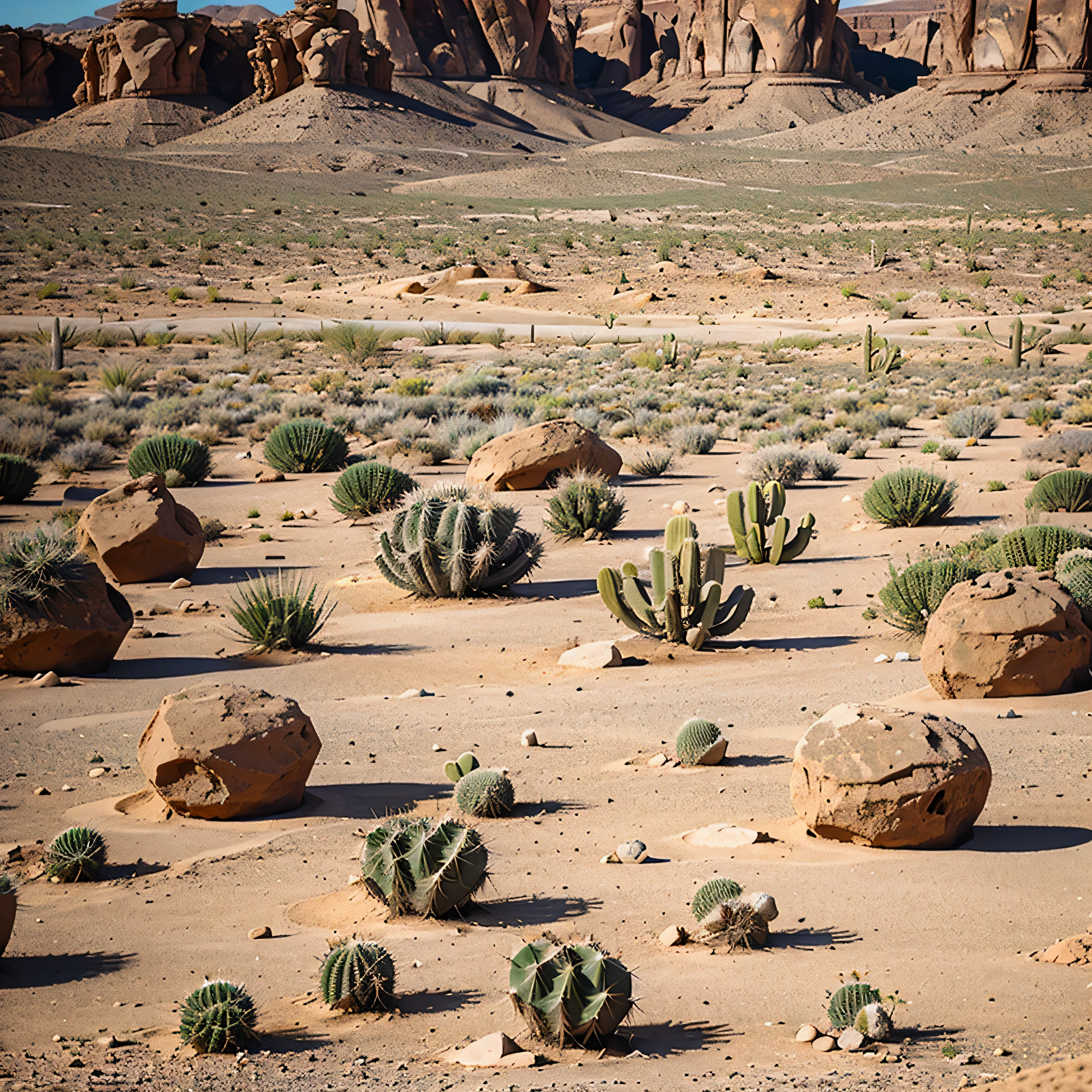 The desert in Nevada with some rocks and cactus