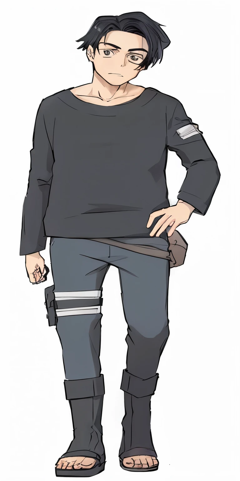 a cartoon of a man with a knife and a black shirt, anime full body illustration, as an anime character, inspired by Kamisaka Sekka, full body details, makoto shinkai style, anime style character, full body illustration, single character full body, style anime, full body portrait of a short!, modern anime style, full body close-up shot