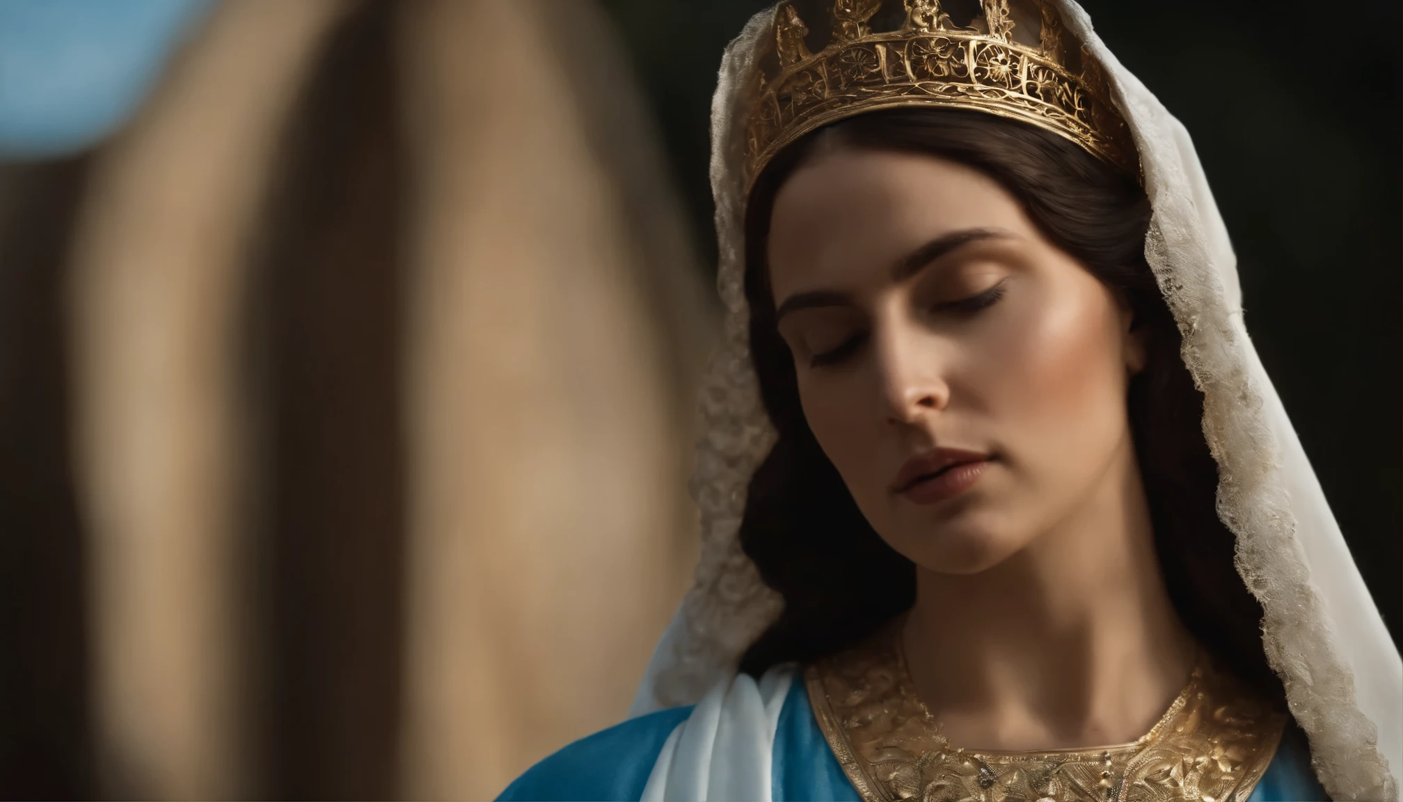 virgem maria, mother of jesus christ, queen of heaven, nossa senhora, blue sky, semblante calmo e sereno, acolhedora