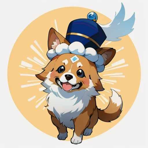 Baby collie or border collie, Golden Retriever,A puppy wearing a fluffy imperial dress and a hat on its head, arte oficial, , Sobre, retrato estilo anime, estilo de arte anime moe, estilo anime 2d, estilo de arte fofo, anime estilizado, estilo de arte de anime, estilo anime. 8k, estilo anime 4k, estilo de arte de anime, Arte digital de anime!!、Filhote de cachorro branco、fofo、Baby Golden Retriever、branca、vigoroso、Um sorriso encantador、Filhote de cachorro deformado、Levante as patas dianteiras、Filhote de cachorro deformado、dynamic poses、((obra-prima))、(((maximum quality))、Chibi Chara、