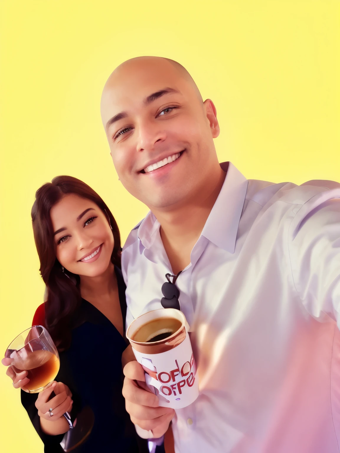 smiling man and woman holding a cup of coffee and a drink, filmado no iPhone 1 3 pro max, Tiro na Alexa, filmado no iPhone 1 3 pro, capturado no iphone, filmado no iPhone 6, foto do snapchat, por Carla Wyzgala, Tiro com iPhone 1 0, postagem no instagram, filmado no iPhone, foto no iphone, tirado no iphone 1 3 pro