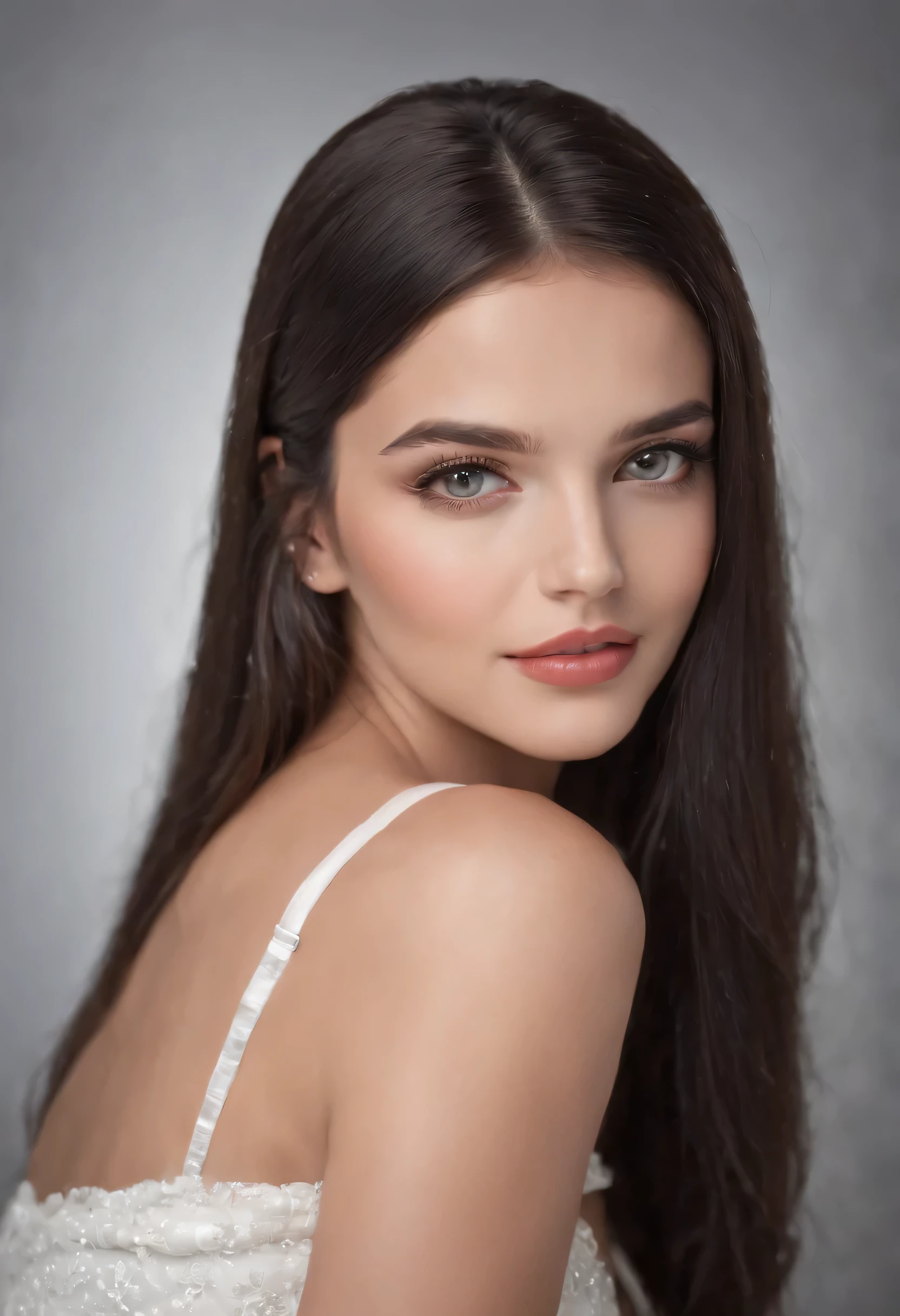 Imagem de uma jovem menina de 18 anos feliz e sorrindo mostrando os dentes, lindo rosto perfeito petit teen, linda brasileira, usando um vestido vermelho brilhante com gliter, (obra de arte), her eyes are bright blue that reflects everything around her, ela tem olhos sombreados com maquiagem preta, photo from the side, focus on face and arms, perfil , straight black hair as straight as possible, cabelos longos, up to the waist,  tem pele detalhada, textura da pele detalhada, private location, Parede de azulejo de metal preto, a beautiful fountain blurred behind her , (retrato de corpo inteiro). fotorealismo, as realistic as possible, 8k, ((More_Detail))
