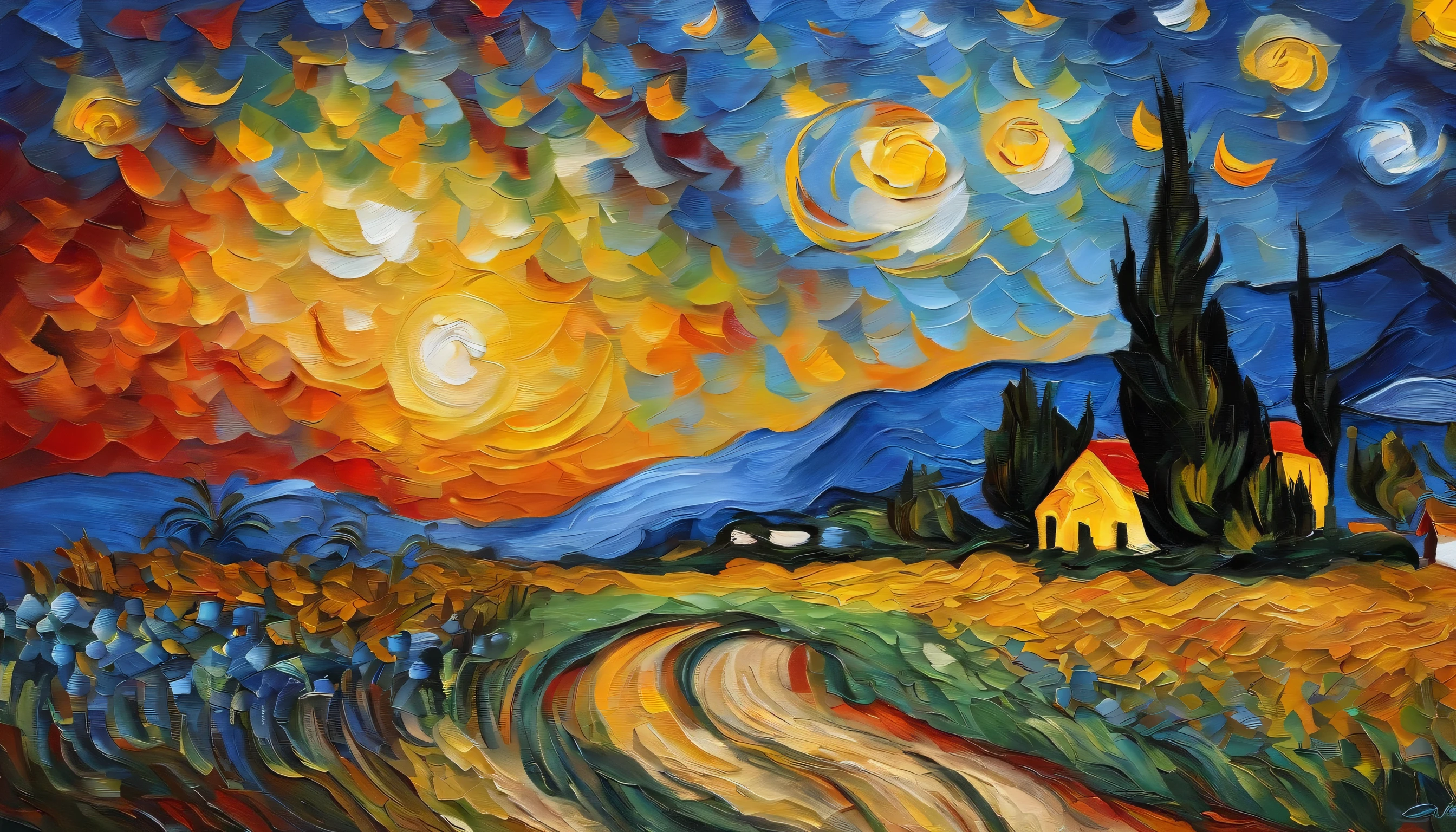 obra-prima、maximum quality、Impressionismo,Pinturas de pintores profissionais,Estilo Van Gogh,Noites estreladas