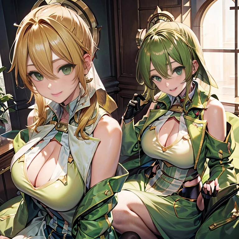 masterpiece、top-quality、超A high resolution、2D Beautiful Girl、animesque、s girl、green colored hair、short-haired、Vampire-like figure、Beautiful yellow-green eyes、The clothes are also depicted in detail、Eyes are depicted in detail、The face is depicted in detail、sorcerer、soio、Gentle smile、hair adornments、animesque、illustratio