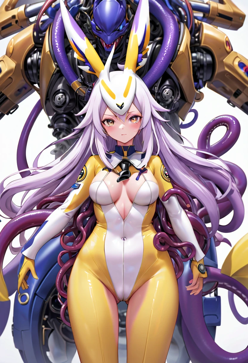 NSFW,livingclothes,Renamon and the giant battle mecha,The pilot is inside a giant battle mecha.,Pilot details(Pilot is Renamon,height: 160cm,The pilot is in front of a giant battle mech..,Pilot is Renamonタイプの全身スーツを着用.,face:Renamon type full face,tentacle cockpitに搭乗,pussy is connected to tentacles,Renamon type full body suit is sticky and sticky with mucus..,evil depravity,symbiote),Details of the giant battle mecha(Looks like a fusion of Renamon and a dragon,symbiote,evil depravity,Approximately 10 meters high,Mofumofu tail,fox ears,standing behind the pilot),tentacle cockpit,renamon crossover