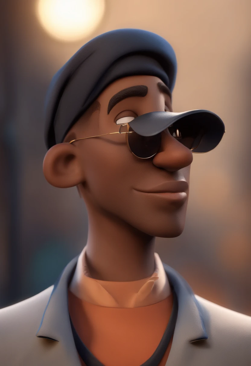 personagem dos desenhos animados de um homem negro de 21 anos com uma camisa azul, animation character, Caractere estilizado, animation style rendering, 3D estilizado, Arnold Maya rendering, Stylized 3D rendering, toon render screenshot, Personagem 3D, Personagem 3D, Stylized 3D rendering, 3D character rendering, personagem de desenho animado, Personagem de close up, Pose de personagem, (Estilo Pixar) (parte mestre:1.2) (Bokeh) (melhor qualidade) (pele detalhada) (textura detalhada) (8k) (argila) (lighting