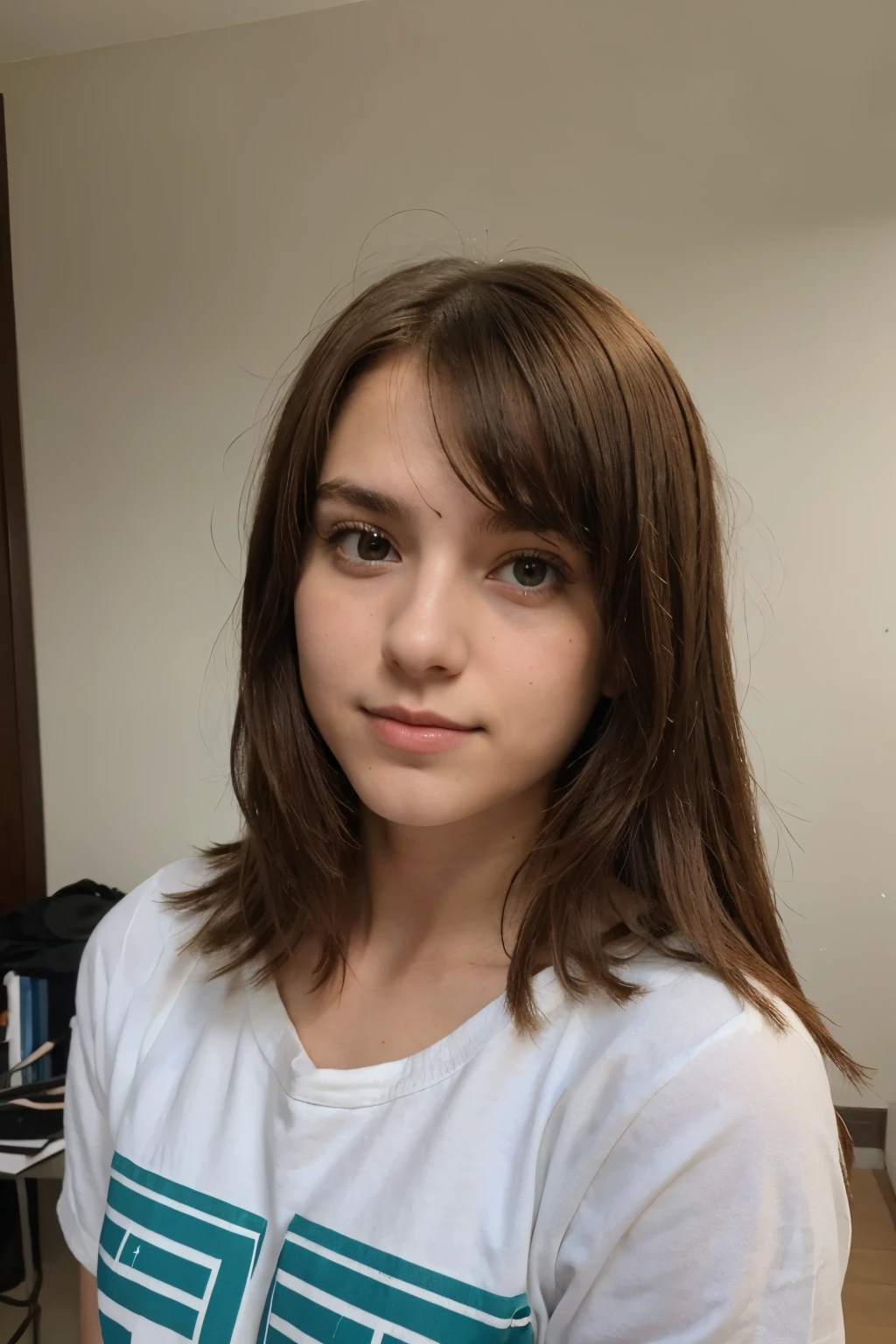 Um adolescente de 25 anos de cabelo curto, castanho, 