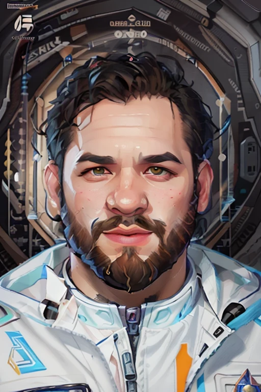 a cartoon of a man with a beard and a jacket, petros afshar speedart, epic portrait illustration, 2d portrait, lofi portrait, nft portrait, portrait of an ai astronaut, inspired by RHADS, avatar image, claudio bravo, rpg portrait, stylized portrait, gta art style, epic rpg portrait, detailed character portrait