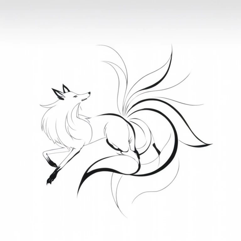Inside the nine-tailed fox's tail、Two of them wrap around the nine-tailed fox in an arc.