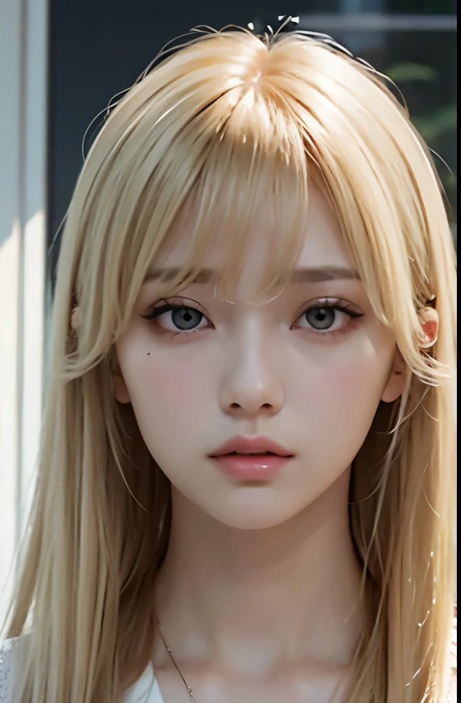 blonde,bangs,Expressionless,front,glare