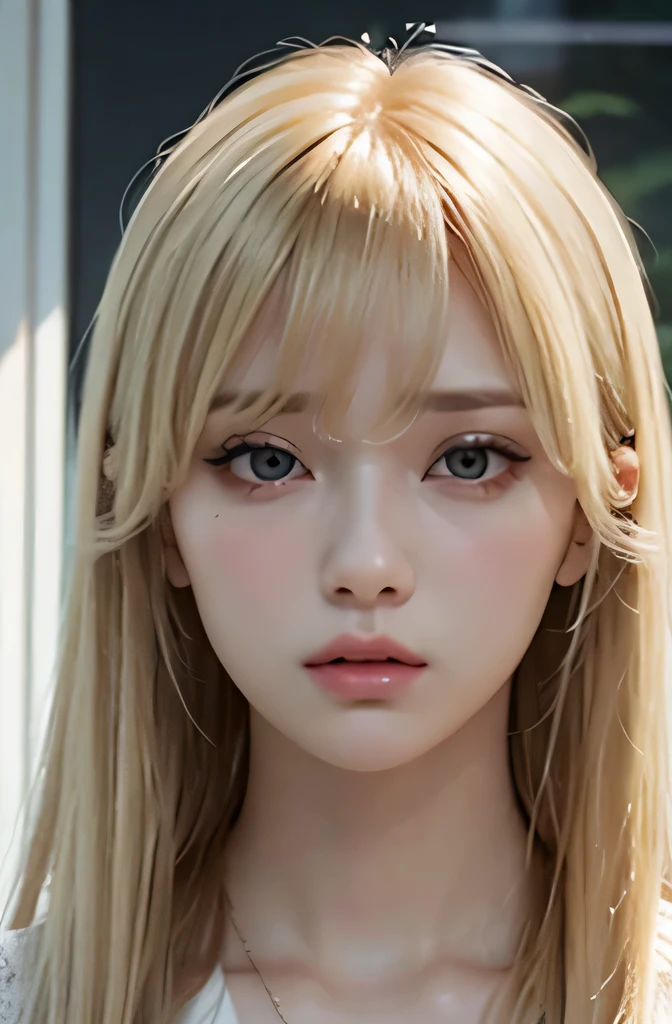 blonde,bangs,Expressionless,front,glare