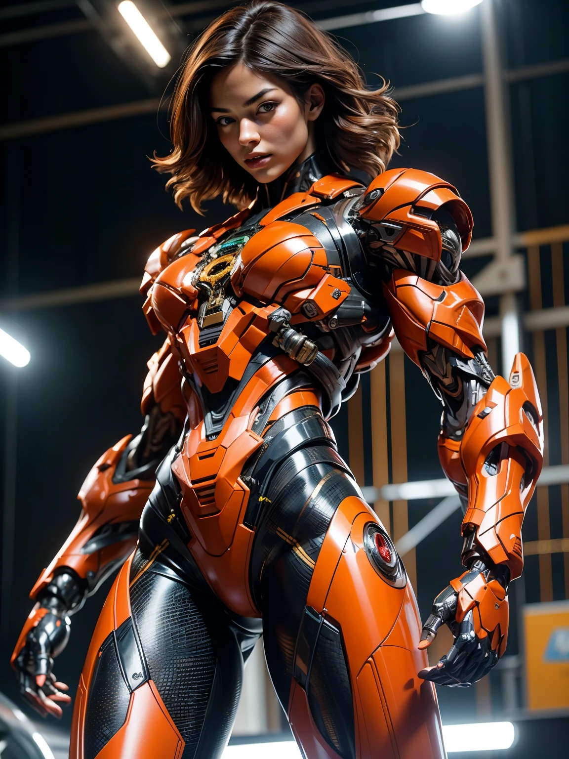 cinematographic, hiper-detalhado, e insanamente detalhado, This artwork captures the essence of an android girl ,  pelos e musculosa. Beautiful color classification, improve the overall cinematic feel. Unreal Engine brings your anatomical cybernetic muscle suit to life, parecendo ainda mais hipnotizante. Com o uso da profundidade de campo (dof), Every detail is focused and accentuated, drawing attention to his eyes and the intricate design of the anatomical cybernetic muscle suit . Image resolution is at peak, using super-resolution technology to ensure every pixel is perfect. cinematographic lighting enhances her aura, while anti-aliasing techniques like FXAA and TXAA keep the edges smooth and clean. Adding realism to the anatomical cybernetic muscle suit, A tecnologia RTX permite o ray tracing. Adicionalmente, SSAO (Screen space ambient occlusion) gives depth and realism to the scene, the girl&#39;s anatomical cybernetic muscle suit became even more convincing. In the post-processing and post-production stages, Tone mapping enhances colors, creating a captivating visual experience. The integration of CGI (imagens geradas por computador) e VFX (Visual Effect brings out the intricate features of the anatomical cybernetic muscle suit in a seamless way. efeitos sonoros (efeitos sonoros) complementar a arte visual, further immersing the viewer in this fantastic world. The level of detail is inspiring, com elementos intrincados meticulosamente trabalhados, a obra de arte hiper maximalista e hiper-realista. Volumetric effects add depth and dimension, And the photorealism is second to none. Image is rendered in 8K resolution, garantindo visuais superdetalhados. Volumetric lightning adds a touch of magic, highlighting his beauty and the aura of his anatomical cybernetic muscle suit in an otherworldly way. High-range dynamics (HDR) tecnologia faz as cores estourarem, adding richness to the overall composition. Ultimately, This artwork features an unrealistic portrait of a super cybernetic female android 