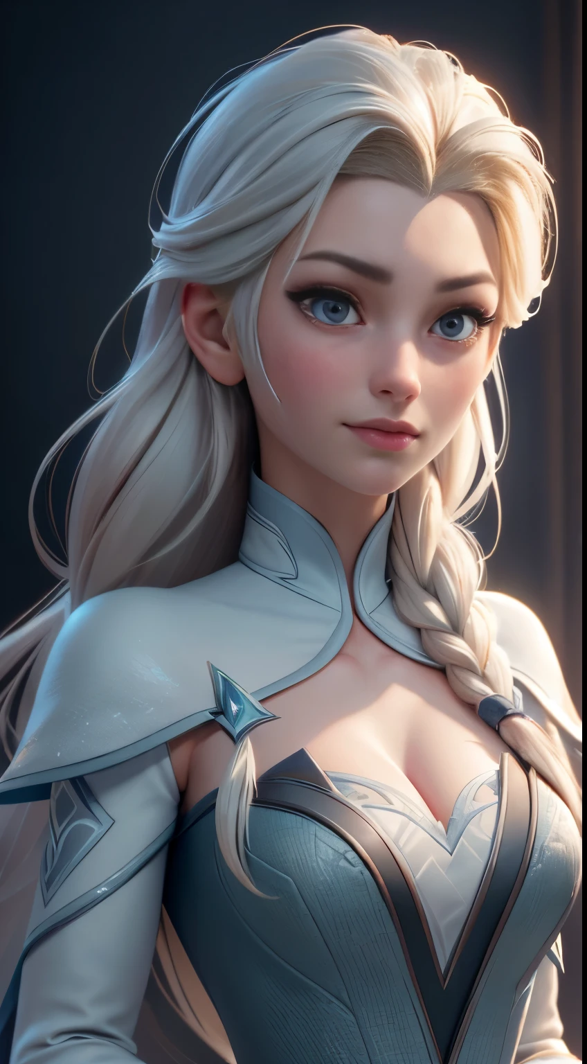 Highly detailed CG unity 8k wallpaper, style shot, complex, high detail, dramatic, highest quality movie still image, very detailed, masterpiece, best quality, character design, Elsa, Elsa from Frozen, (( Dark style)), realistic ultra-detailed rendering style, natural light, sharp character design, (hard focus, 8k), (((natural skin texture))), 8k textures, soft cinematic lighting, adobe lightroom, dark room, hdr, Sophisticated, Elegant, Rich Detail, Sharp Focuilm Look) )), Soothing Tones, Detail Frenzy, Intricate Detail, Super Detail, Low Contrast, Soft Film Lighting, Dull Colors, Exposure Blending, HDR, Fade, 35mm, f/1.4, ISO64, f16, 25 sec.