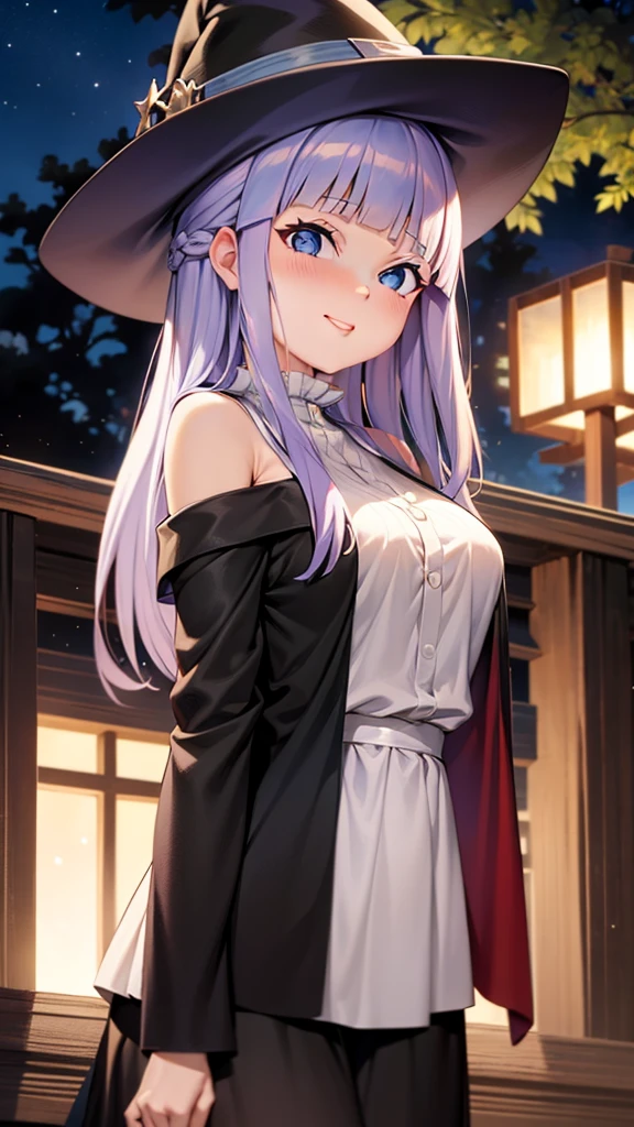 (masterpiece:1.4), (highest quality:1.4),(Perfect body:1.4)A pure and young beauty、(Embarrassing:1.5)、(naked)、outside、(Viewing the crotch from directly below:1.5)Crotch up、Large Breasts、Wizard、Nipples、Light purple hair、Messy Hair