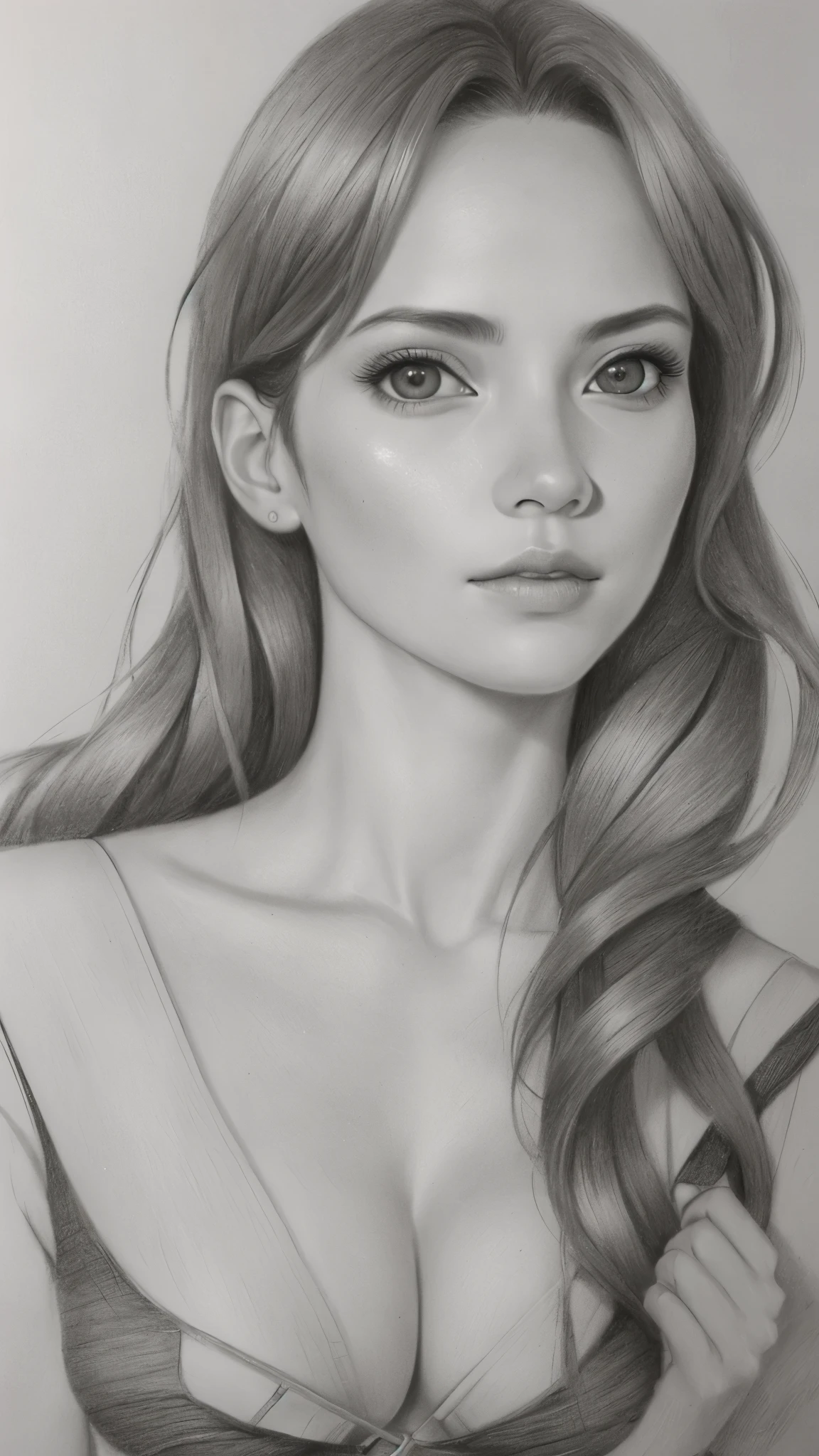 Produce a hyper-realistic pencil drawing in Diego Koi's style, focusing on a close-up of an exceptionally beautiful woman with a uniquely large nose. Ensure the sketch highlights intricate details, emphasizing the morphed features of the woman's face. Strive for a 32K illustration with ultra-realistic, highly detailed features that encapsulate the essence of this distinct and hyper-realistic concept.