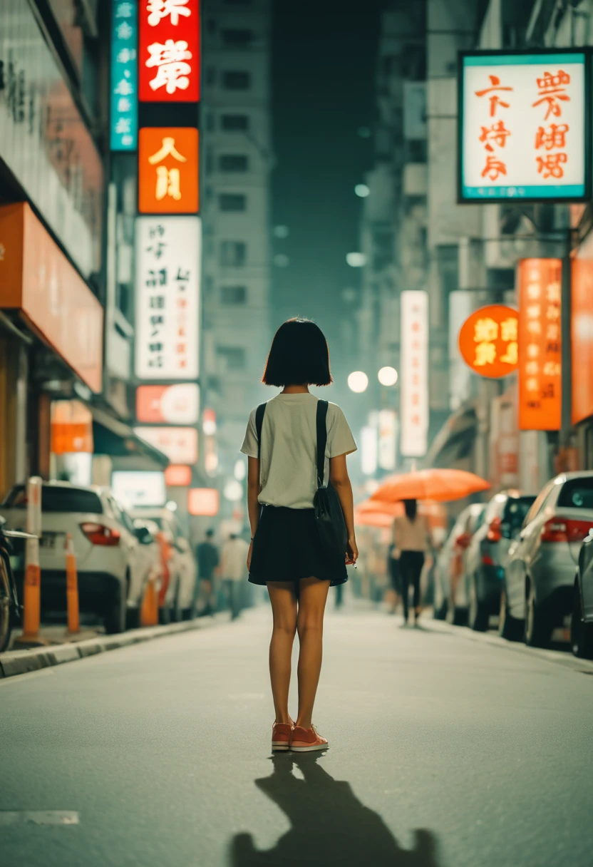 35mm photo, a girl on the street, inspired by Tang Yau Hoong, best quality, masterpiece, 8k
