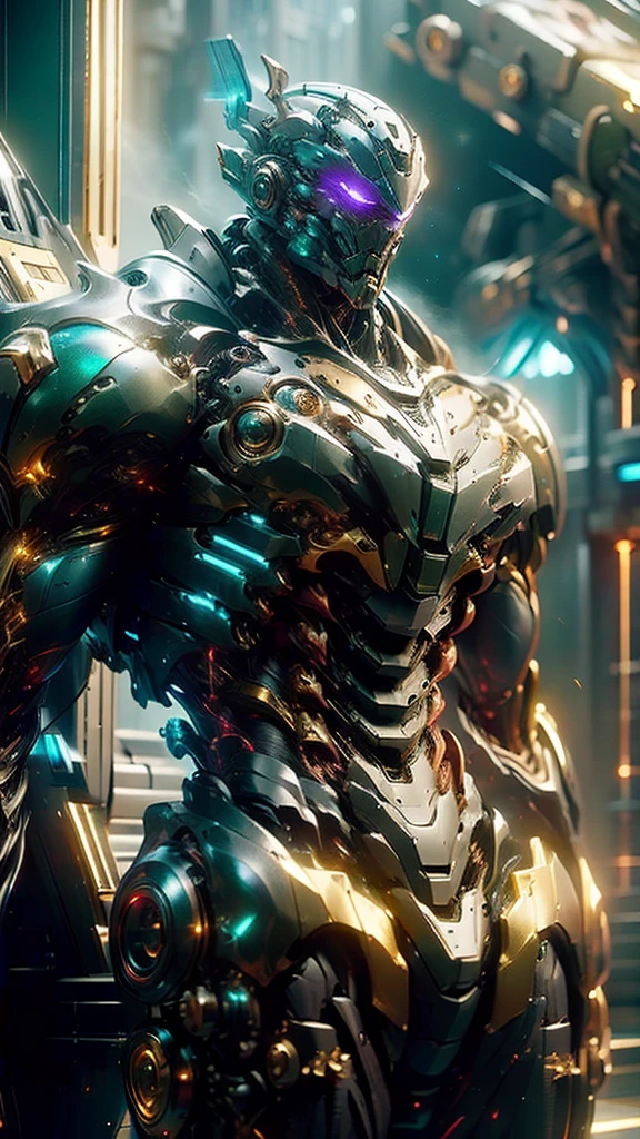 Uma armadura de combate de alta tecnologia inspirada no conceito Ninja, Armadura de batalha biotecnologia conceito Ninja, Trajes blindados de alta tecnologia, psychedelic details, BiofilaTech, add electrical power around, A high-tech biosensitive battle armor suit infused with Ninja features, The angular design on the body is illuminated and the screen is charging, ondas de energia, energy particles, Octane rendering, motor unreal engine 5, High definition, melhor qualidade, high resolution, ultra-detalhado, Arte digital, Design ultra-complexo, pintura ultrafina, Extremamente delicado, profissional, Qualidade de imagem perfeita, realista, certeza real, criatividade, foto crua, Ultra HD, 32K, luz natural, cinematic lighting, melhor sombra, anatomicamente correto, obra de arte-anatomy-perfect, obra de arte:1.5