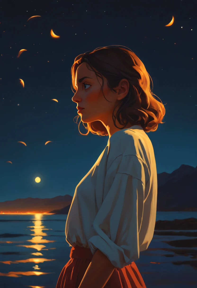 35mm photo, a girl, night, inspired by rhads, best quality, masterpiece, 8k