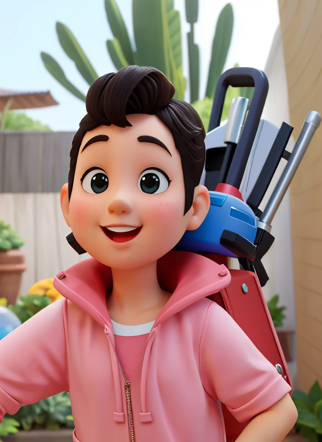 a happy cute kid standing short hair, vestindo uma fantasia espacial, , fundo branco, barnet, Tom, Estilo Pixar, ....3d, desenhos animados, rosto detalhado, asymmetrical 16k