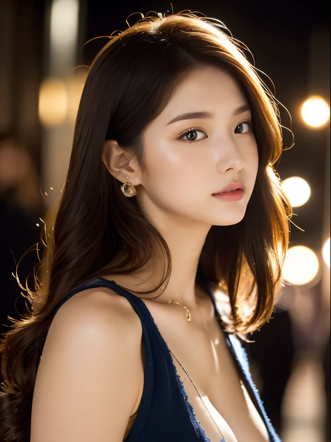 (((32K,very high res, high detailing, highly accurate,Masterpiece Girl 1))),Raw photo & realistic atmosphere,beautiful dark blue eyes,Detailed mouth,Glossy lips,Detailed eyebrows,Soft white skin that shines with every detail,,Eyes drawn in detail、Very beautiful eyes with azure eyes,Detailed lips、Very beautiful face,Very well-formed face、Lifelike face,shiny beautiful lips,Beautiful eyebrows,Infinite reality,Best design,(Insanely cute Japan 20-year-old high school girl,Toned body,thighs thighs thighs thighs,Slender legs,Beautifully shaped breasts,Very cute beautiful girl,Little Girl:1.4),Best Natural Makeup,Japanese ido,Korean Idols,Young sensual idol,Moist eyes,Dark beautiful eyes,Beautiful butt,beauty legs,,camel's foot,:1.3),超A high resolution、,Natural and realistic face,Back lighting,Pure eyes are too cute,(((photorealisim,Photograph the whole body))),,Reality Live Action,(Earrings that look fashionable,,a necklace,A bracelet,gyuru,Glossy nail art,Clothes like a girl,,Girlish clothes,Dress like a maiden,Glossy light brown,,Fluffy perm,Medium Hair,独奏,Lori:1.7),Shibuya's night entertainment district(Colossal tits,A charming,Turned:1.5)