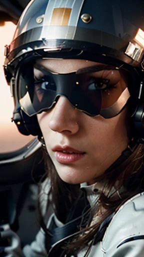 a close up of a woman in a helmet and a helmet on, 2 0 2 1 cinematic 4 k framegrab, barbarella, by Anna Katharina Block, fighter pilot in the cockpit, moody : : wes anderson, retro photography, furious gorgeous woman, sixties, faster, awarded on cgsociety, pompadour, nascar, 2015 cinematography  