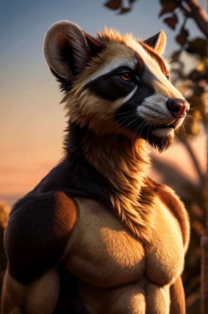 solo,furry,anthro,Ferret,male,E621,standing,hands behind back,wearing underwear,plain background,front view,(best quality,4k,8k,highres,masterpiece:1.2),ultra-detailed,(realistic,photorealistic,photo-realistic:1.37),illustration,sharp focus,colorful lighting,soft shadows,goatee beard,curved horns,expressive eyes,detail-rich fur,textured skin,vivid colors,bokeh