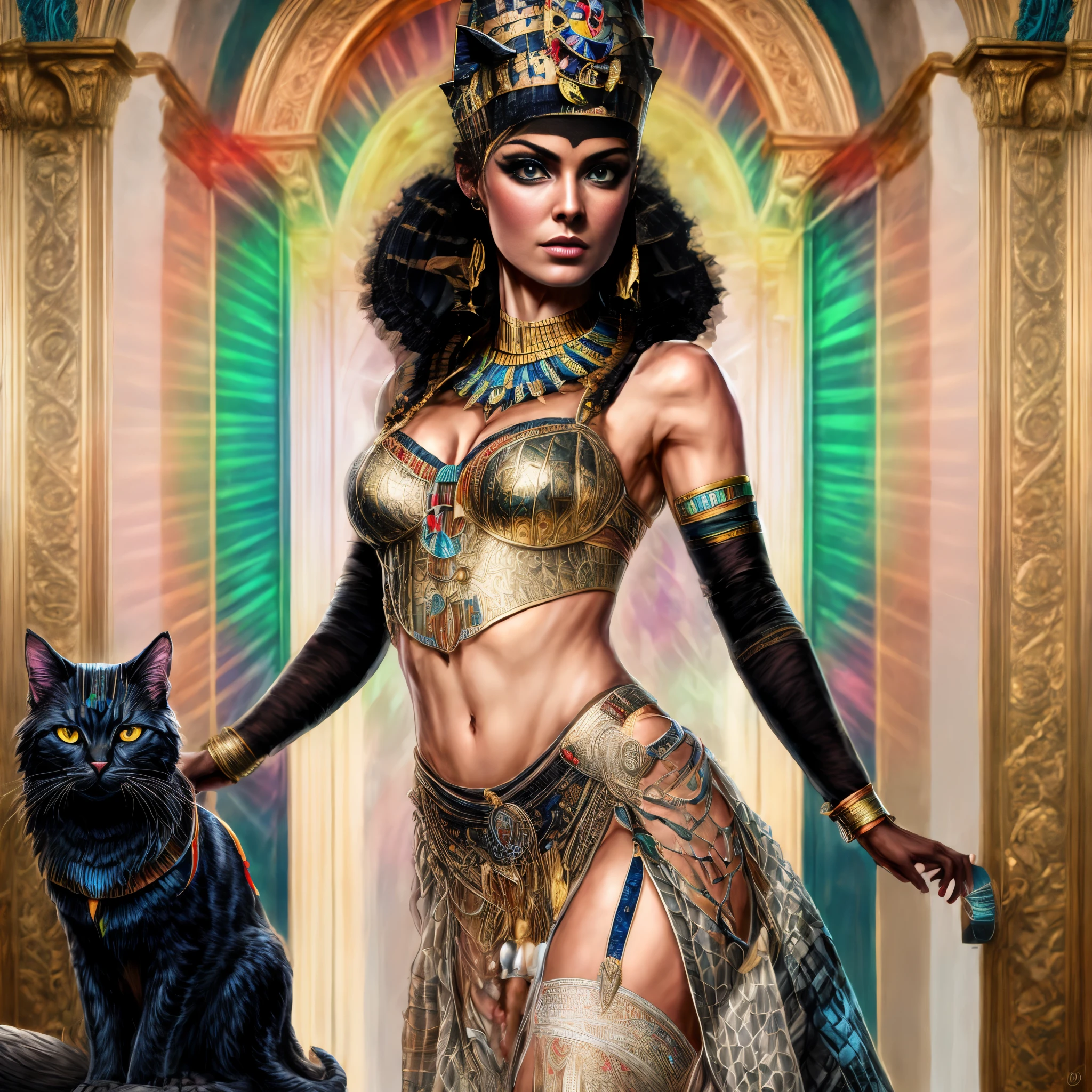 mujer arafed disfrazada con un gato y una ventana, apuesta, egipcio cat goddess, beautiful Cleopatra, egipcio princess, Cleopatra, Cleopatra in her palace, Cleopatra portrait, egipcio, Zenescope, por Wayne Inglaterra, Reina persa, inspirado por Vladimir Tretchikoff, inspirado por Mark Brooks, storm egipcio god, egipcio god