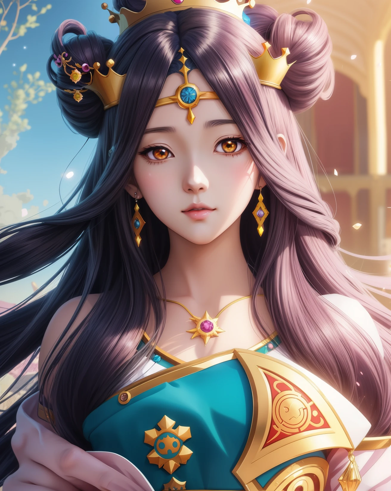 Woman with long hair and crown on head, anime style digital art, digital anime art, digital anime illustration, Ross Draw Digital Painting, beautiful digital illustrations, anime style 4k, style of types of bacteria, types of bacteria. anime illustration, loss draw 1. 0, types of bacteria on artstation pixiv, ! dream types of bacteria