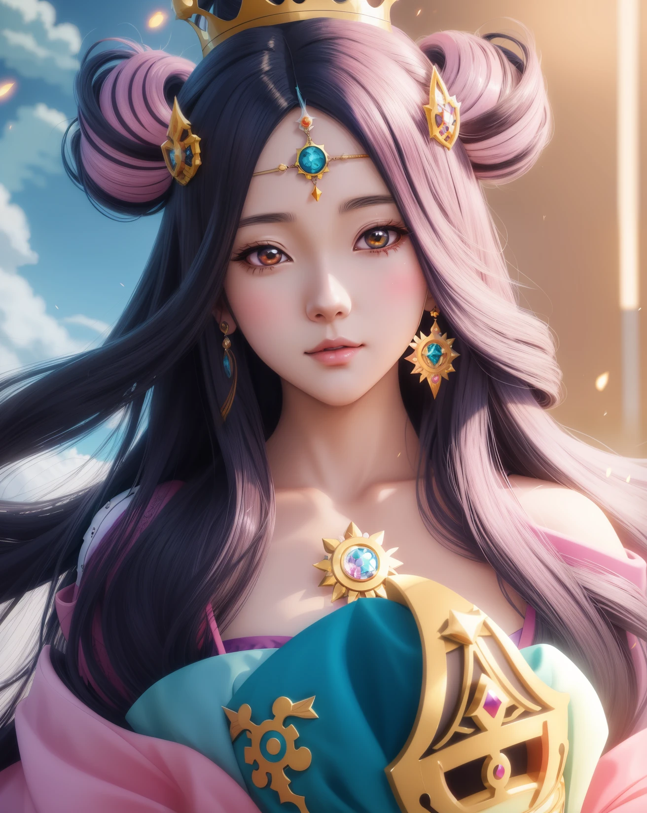 Woman with long hair and crown on head, anime style digital art, digital anime art, digital anime illustration, Ross Draw Digital Painting, beautiful digital illustrations, anime style 4k, style of types of bacteria, types of bacteria. anime illustration, loss draw 1. 0, types of bacteria on artstation pixiv, ! dream types of bacteria