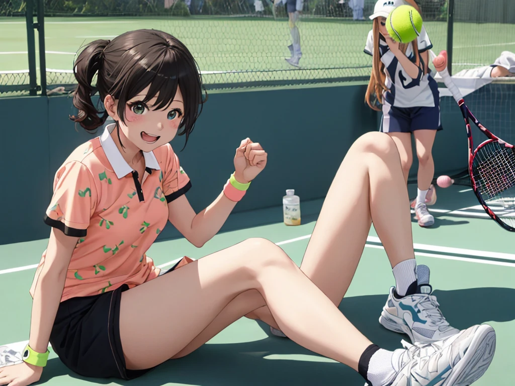 highest quality、High resolution、High definition、Beautiful teenage girl、Four women,cute hairstyle,perfect skin,huge breasts、Look at me happily、smiling、laughing、sexual expression、Upper body、

Tennis Dressesスタイル、
Tennis Dresses、可愛らしいTennis Dressesを選びましょう。Something with frills or lace details、We recommend items with colorful prints.。
shorts、Tennis Dressesの下にはshortsを着用しましょう。Easy to move、Good material that absorbs sweat。
head band、To wipe away the sweat flowing from my head、可愛いhead bandをつけるとおしゃれで機能的です。
Tennis Shoes、専用のTennis Shoesを選びましょう。Choose one with cushioning and stability、You can play comfortably。

テニスshortsスタイル、
polo shirt、スポーティでクラシックな印象のpolo shirtを選びましょう。The bright colors and colorful stripes are cute。
テニスshorts、Easy to move、汗を吸収する素材のテニスshortsを選びましょう。Choose your favorite colors and patterns to express your individuality。
socks、Tennis Shoesと合わせて、スポーティなsocksを選ぶとおしゃれです。Items with colorful patterns and logos are also cute.。
