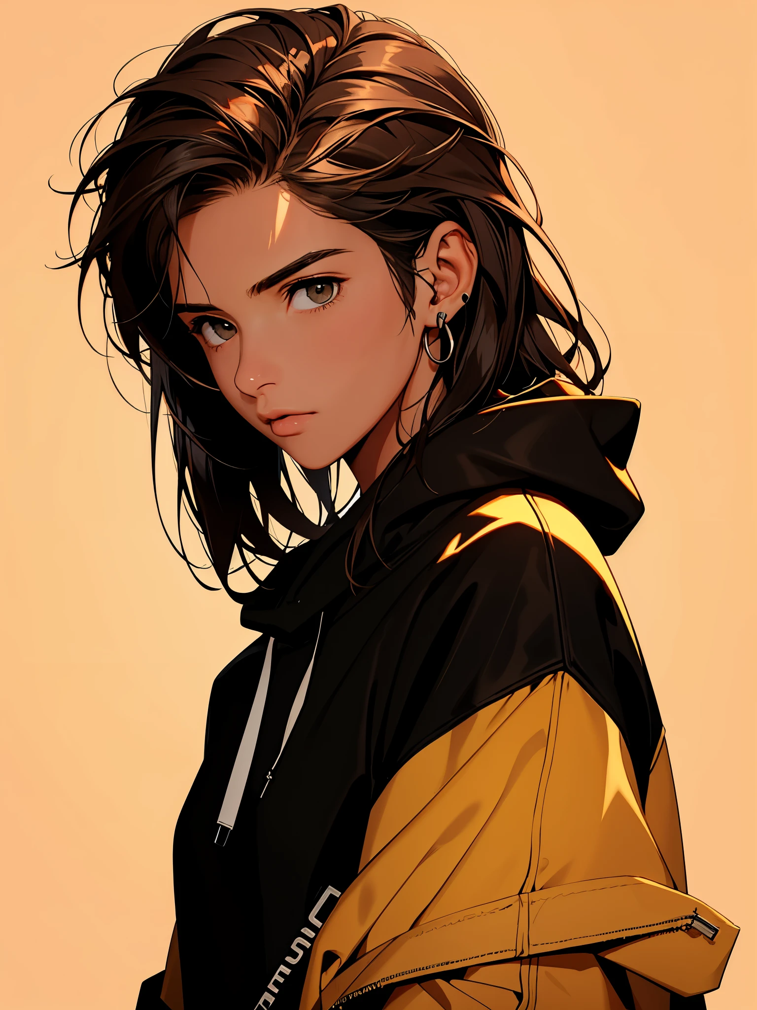 long straight dark brown haired gamer girl leaning into the camera, solo:1.2, alone, three-quarter headshot:1.2, lean body, fit body, photo from front above, dark red hoodie:1.2, straight hair, large leather gamer headphones:1.2, skintight black top:1.2, looking at viewer, realistic, 4k, cinematic lighting, perfect, soft lights, intricate details:1.2, high resolution skin:1.2, realistic skin texture, realistic face, perfect anatomy, lean girl, fit girl, sfw:1.2, jumper:1.2, hoodie:1.2, headphones:1.2