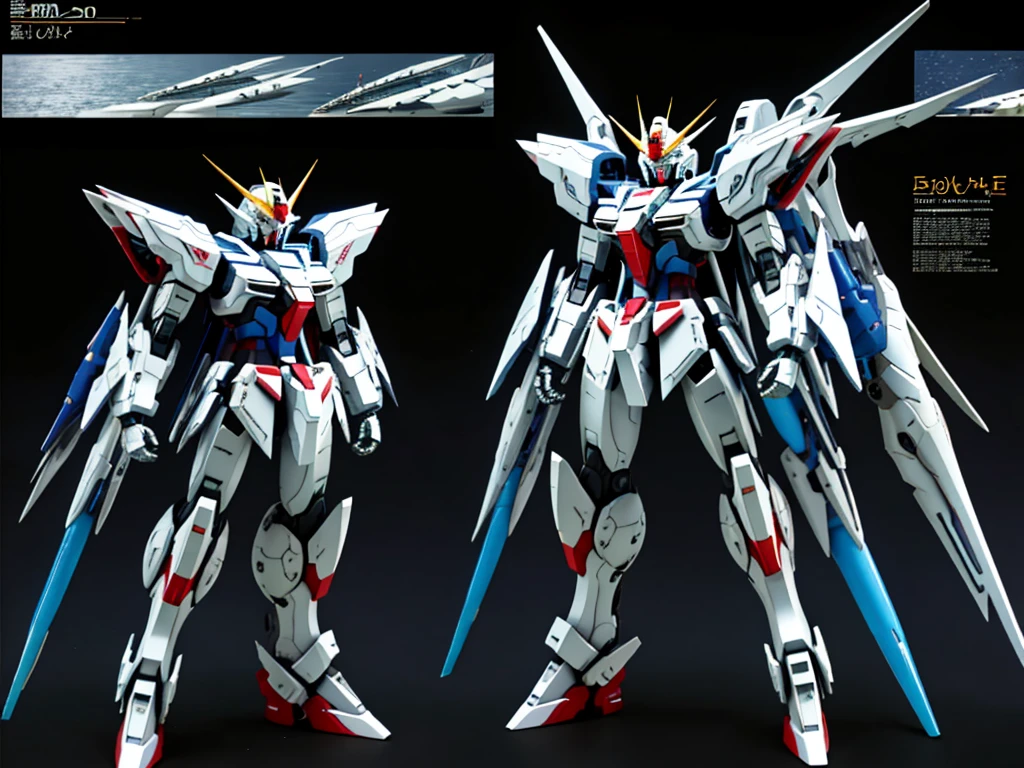 New launch century Gundam X、big moon、Floating on the water、standing on tiptoe、Satellite Cannon、Beautiful scenery、high resolution、large on the back4Feathers、water surface、standing on tiptoe、carrying a large cannon on his back、超high resolution、4K、countless stars々、overlooking、I'm poised、Firing regime、Bitmobile suit around、(Design sheet:1.3), (multi-angle and detailed view:1.3),
